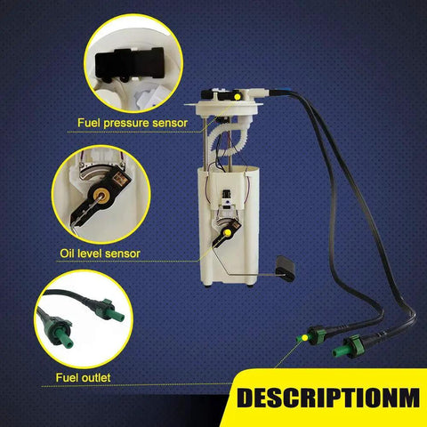 E3507M Fuel Pump Assembly For 2000 To 2005 Chevy Cavalier, 2000 To 2003 Malibu, 2004 To 2005 Chevy Classic, 2000 To 2004 Oldsmobile Alero, And 2000 To 2005 Pontiac Grand Am And Sunfire Replacement with labeled sensors and outlets