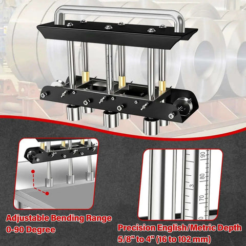 3-Station Edge Roller Bender for metal roofing and sheet metal, 0-90 degree bends, 29 to 22 gauge steel, bend range 16 to 102 mm