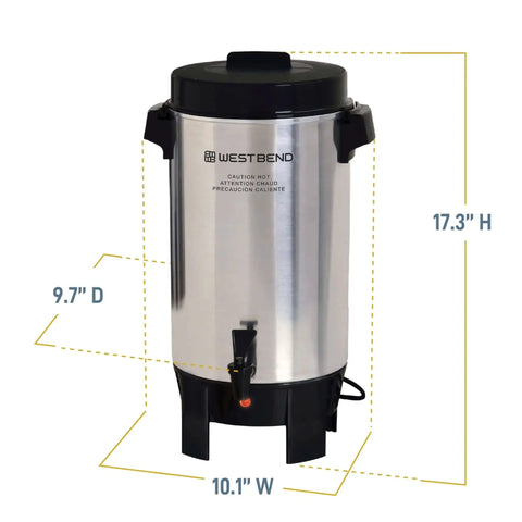 42-Cup Coffee Urn With Automatic Temperature Control, Quick One Cup Per Minute Brew, Easy Cleanup, Large Silver Server