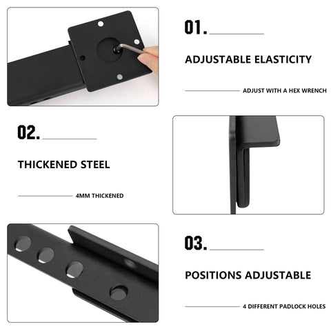 9 Inch Flip Gate Latch Lock With Four Padlock Holes Heavy Duty Four Millimeter Carbon Steel Adjustable Door Latch detailed features