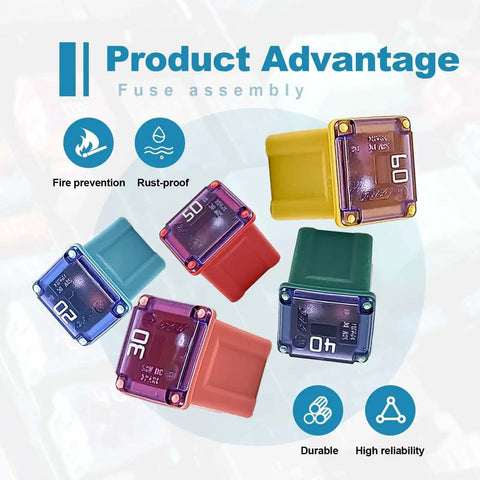 Auto Fuse Kit 10 Piece Pack 20A 30A 40A 50A 60A Box Fuses Tall Standard And Low Profile For Cars Trucks SUVs