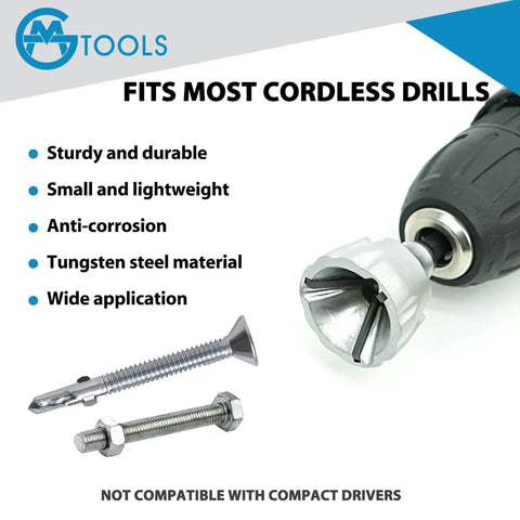 Deburring External Chamfer Tool With YG8 Carbide Blade And Quick Release Shank All-In-One Drill Bit Set attached to drill