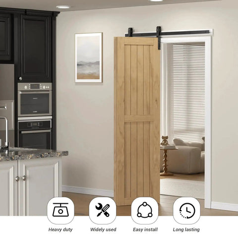 24 Inch Bi Folding Barn Door Hardware Kit For Two Doors Side Mounted Heavy Duty Track Roller Kit With Nylon Rollers And Steel Track Holds Up To 330 Lbs Quiet Smooth Operation Easy To Install Black Finish For Closets And Rooms installed in living room doorway