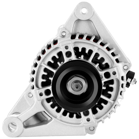 Front view of New Alternator Replacement For Pontiac Vibe 2003 2008 1.8L And Toyota Celica MR2 Corolla Matrix 2000 2008 1.8L L4 Engine Ready To Drop In High Output Auto Electrical Generator For Reliable Charging