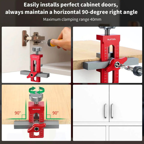 2 In 1 Cabinet Door Mounting Jig For Frameless Cabinets, Adjustable Aluminum Alloy Hardware Jig With Storage Bag in use