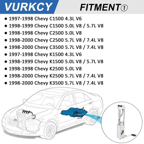 Installation diagram of Electric Fuel Pump Module With Pressure Sensor For Chevy And GMC Trucks 1997 1998 1999 2000 Replace E3947M