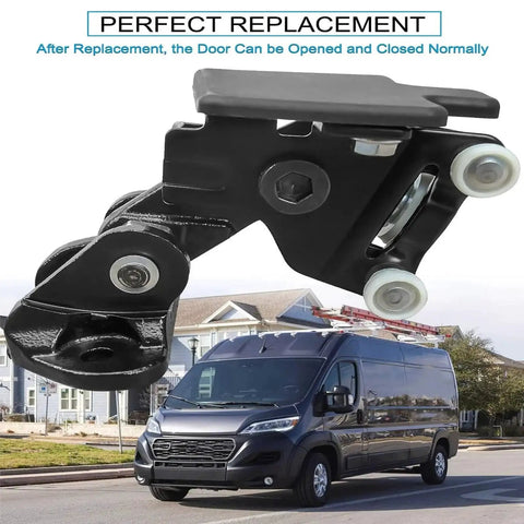 Premium Precise Engineered Truck Door Hinge Roller with high load capacity and metal construction in front of a cargo van.