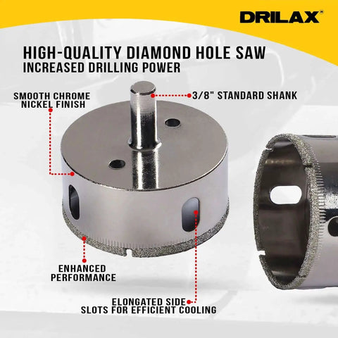 Premium Diamond Hole Saw Two And Three Quarters Inch Core Drill Bit For Tile Glass Granite And Porcelain close-up view