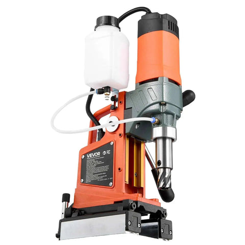 Magnetic Drill Press Workhorse With 1400W Power 2 Inch Boring Diameter 0 To 750 RPM Variable Speed Reversible Direction Includes 6 Core Bits