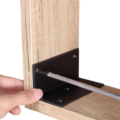 Installing Heavy Duty 4 Inch L Shaped Right Angle Bracket With Screws 6 Hole Mounting 3 Millimeter Thick Black Metal Corner Brace