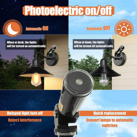 Image illustrating One Pack 120 To 277V AC Photocell Light Sensor Switch For Outdoor Lighting IP65 with dusk to dawn control features