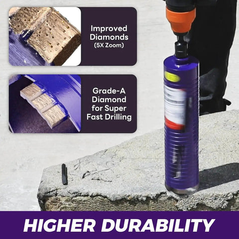 Pro Grade 2 Inch Diamond Core Drill Bit Kit With Pilot Bit And Adapters for SDS Plus and 1/2 Inch Hex Shank, used on concrete
