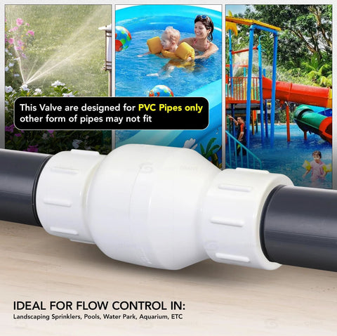 Midline Valve 4I2U34 PVC inline check valve, white plastic, 3/4 in FIP for backflow prevention