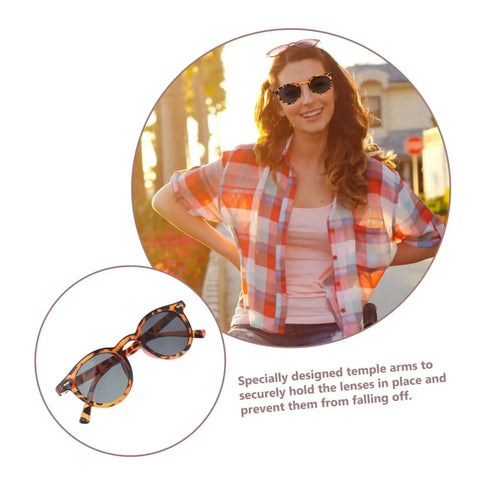 Woman wearing Outdoor Sports Sunglasses For Men And Women With UV Protective Lenses Ergonomic Frame Non Slip Temple Tips Cycling Eyewear in retro style, close-up of sunglasses.
