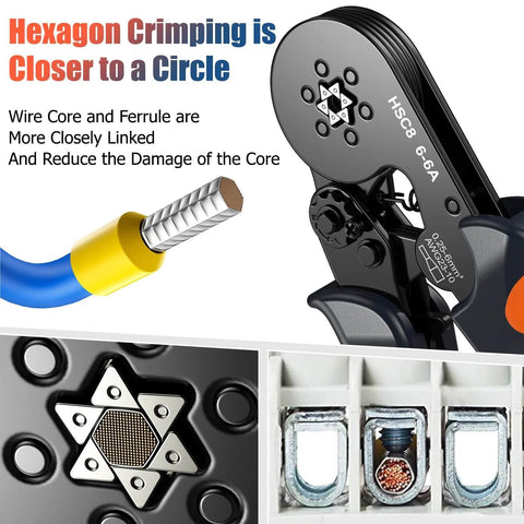 Pro Grade Ferrule Crimping Tool Kit With 1900 Wire Connectors, Self Adjusting Ratchet Crimper For AWG 23 To 10, detailed view