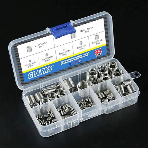 Stainless Steel Thread Inserts Kit 84 Pcs Set For Thread Repair M3 To M12 7 Sizes Helicoil Type Coiled Wire Sleeves 304 Stainless Steel