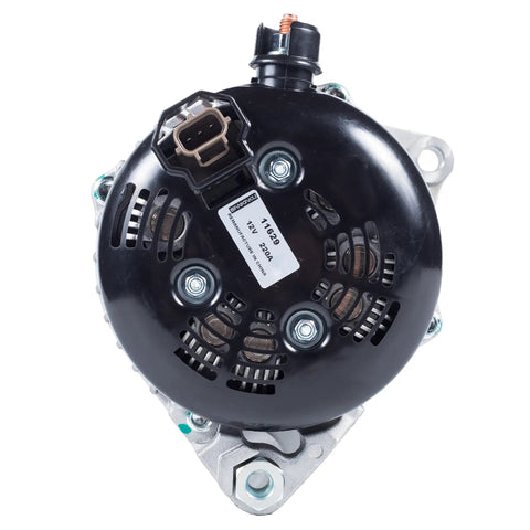 Rear view of plug-and-play alternator replacement for Ford Explorer 2016-2019 3.5L V6, 220A 12V shown with connectors.