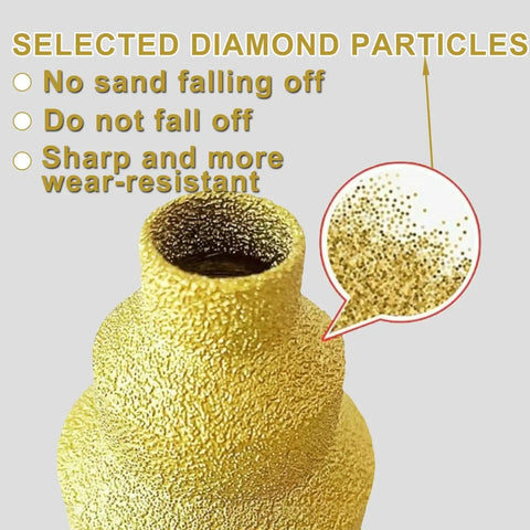 Close-up of Pro Grade Diamond Core Drill Bit Set With 20mm 35mm 50mm Steps For Precise Hole Expansion Cone Diamond Tile Bit showing texture.