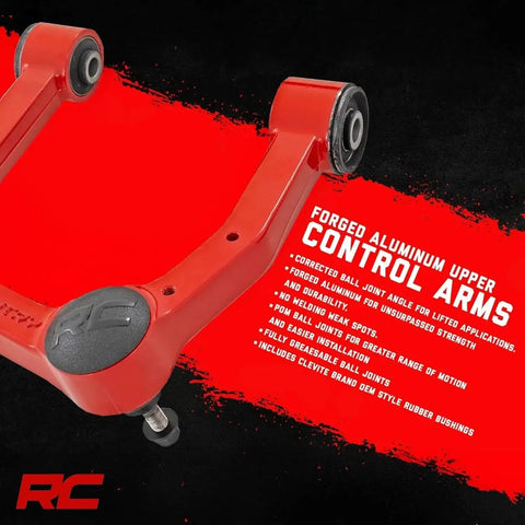 Forged Aluminum Upper Control Arms for 2007-2018 Chevy GMC 1500 Trucks, Red Color, POM Ball Joints, Greaseable Bushings, Easy Install