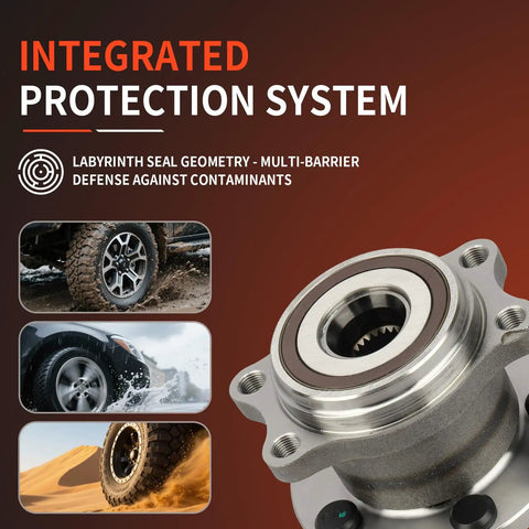 Rear Wheel Hub And Bearing Assembly For Subaru Legacy And Outback 2005 Through 2009 With ABS Encoder, showing integrated protection system