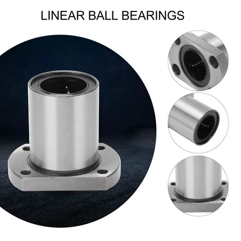 2Pcs Flange Linear Bearing Set For CNC Machines And Power Tools Heavy Duty Low Operating Load displayed with smooth steel surface and flange
