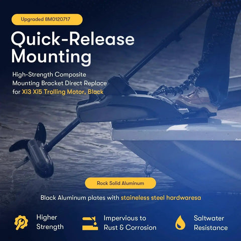 Xi Series Quick Release Trolling Motor Mounting Bracket Kit Replacement For Motorguide Xi3 Xi5 Mounting Plate And Other Electric Steer Motors Direct Fit Plug And Play No Fuss Durable Build Easy Clamp On Part 8M0120717 installed on boat