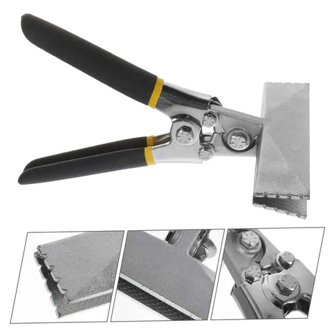 Duckbill Pliers Metal Bender Tool For Seam And Flattening With Ergonomic Handle, close-up showing non-slip jaws and precision edge