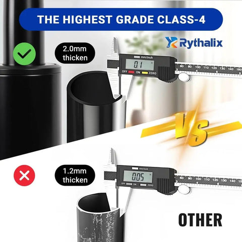 Comparison of chair cylinder thickness, 2.0mm vs 1.2mm, for Beefed-Up Heavy Duty Office Chair Cylinder Replacement With 2.4 Inch Stroke And 1000 Lb Class 4 Hydraulic Lift Fits 8.4 To 10.9 Inch Length Universal Pneumatic Piston For Sinking Desk And Gaming Chairs Height Matched Sizing Guide