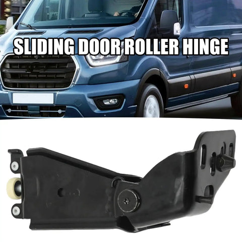 DT1Z9926801A Left Driver Side Sliding Door Roller Hinge for Ford Transit Connect 2014-2022, black steel with protective coating.