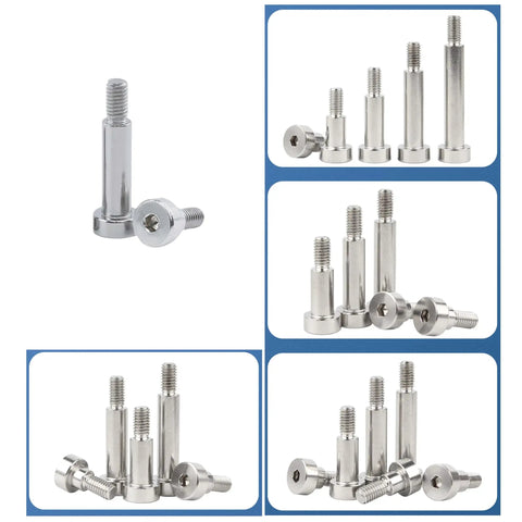 30 Pack Hex Socket Shoulder Bolts 5mm Diameter, M4 Thread, 15mm Length, 304 Stainless Steel Silvery Finish group view