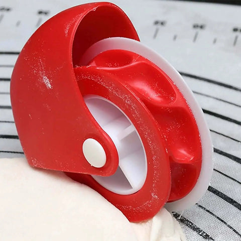 Red Pastry Wheel Crust Decorator And Lattice Cutter for Pie Tops Crinkle Dough Cutter for Pies on dough surface