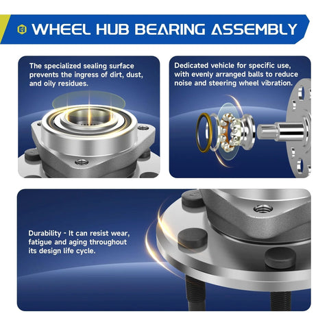 Infographic detailing features of Rear Wheel Bearing Hub Assembly 512518 Two Pack for 2014 2018 Subaru Forester and related models.