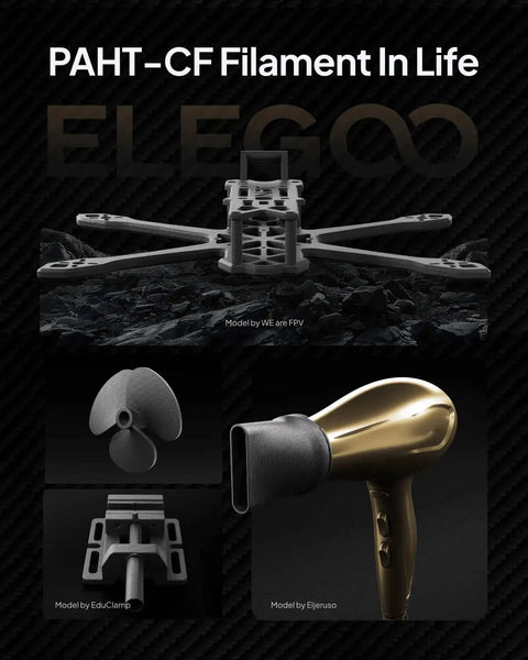 Models printed with Carbon Fiber PAHT Nylon 3D Printing Filament 1.75mm High Temp 194C Heat Resistant 1Kg Spool For Enclosed FDM Printers.