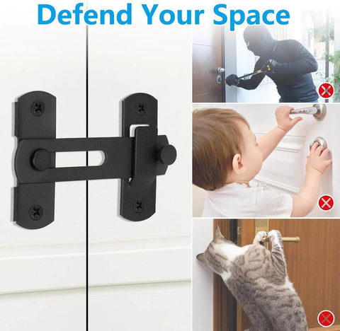 4 Inch Black Barn Door Lock Sliding Cat Door Latch Kit With No Fuss Easy Install And Rust Resistant Stainless Steel Hardware