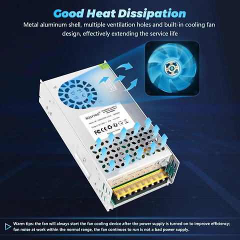 Plug And Play 24V 600W DC Switching Power Supply AC 110V To 24V SMPS with cooling fan and metal shell for LED strips