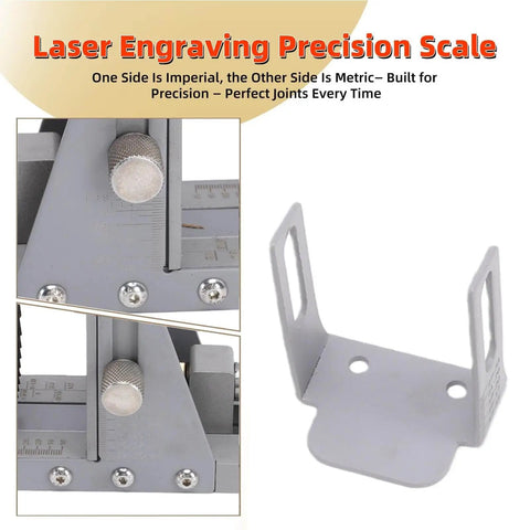 Laser engraved precision scale close-up view with dual imperial and metric measurements for precise joint alignment.