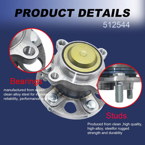 512544 Rear Wheel Bearing And Hub Assembly For Honda Accord 2013 2014 2015 2018 2019 2020 And Acura TLX 2015 2016 2017 2018 2019 2020 5 Lug Pattern Direct Fit Replacement