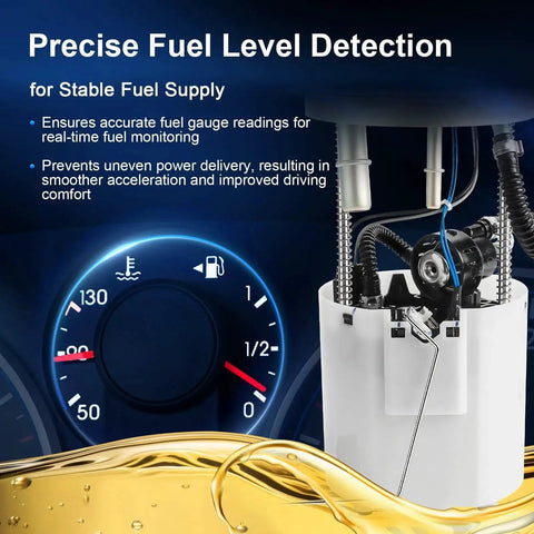 Replacement Fuel Pump Assembly For Tahoe Escalade Yukon And GMC SUVs 2004 Through 2007 With 4 8L 5 3L Or 6 0L V8 Engines showcasing fuel level component with gauge close-up