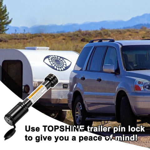 Black Five Eighths Inch Hitch Pin Lock With Keys For Two Inch Receiver Anti Theft Trailer Hitch Pin on SUV and trailer