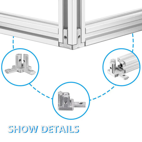 Eight Set Silver Tri Corner Bracket Kit With Three Way End Connectors And 32 M4 Screws Plus Hex Wrench For 2020 6mm Aluminum Extrusion Profiles