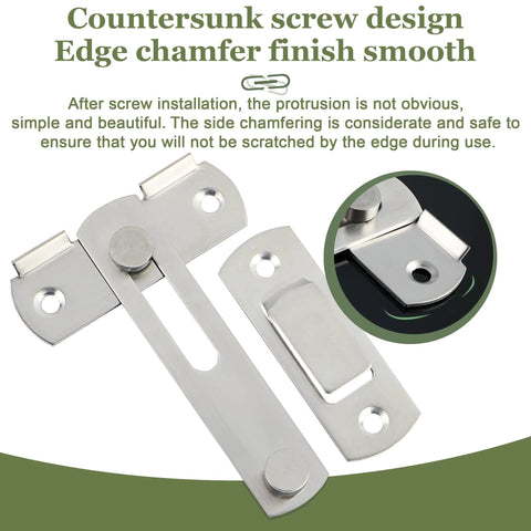 4 Inch Flip Gate Latch Heavy Duty Stainless Steel Door Lock for Barn Doors Wood Fences Sliding Doors and French Doors