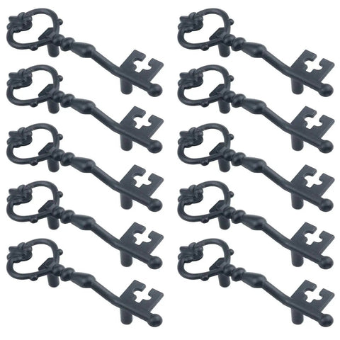 10 Pack Key Shape Cabinet Pulls Black Zinc Alloy Drawer Pulls Decorative Dresser Cupboard Knobs for Furniture Wardrobe
