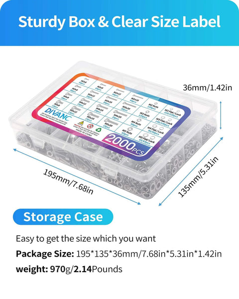 Go To Metric Screw And Bolt Kit With 2000 Pieces In M2 M3 M4 M5 Sizes Including Lock Washers Flat Washers And Nuts 304 Stainless Steel