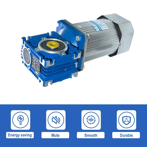 Beefy 120W 110V AC Worm Gear Reducer Motor With Speed Controller showing energy saving, mute, smooth, durable features