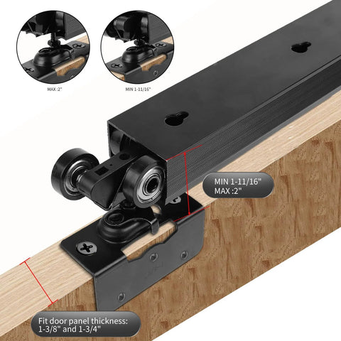 72 Inch Aluminum Pocket Door Track Kit For Ceiling Mount Box Rail Sliding Hardware with ball bearing hanger detail