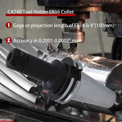ER16 Collet Chuck Tool Holder Set Four Inch 100mm Length for CNC Milling Lathe Engraving Machines in use on equipment