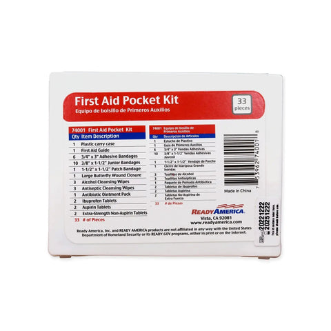 First aid pocket kit from Two Person 72 Hour Emergency Kit In A 3 Day Backpack For Camping Car Travel Earthquake And More.