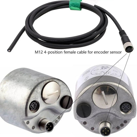 M12 A Coded 4 Pin Female Shielded Cable For Actuator Sensor Encoder To Bare Wire Leads 10m Pro Grade Industrial