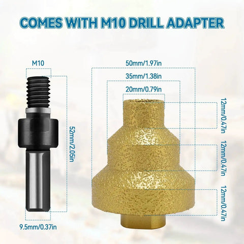 Three Size Diamond Step Drill Bit Set Pro Grade Heavy Duty 20mm 35mm 50mm Diamond Core Drill Bits with M10 Thread Adapter