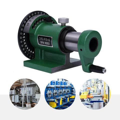 Do-It-All Indexing Spin Jigs Fixture For Milling Lathe And Grinding, green with type PF70-5C markings, 5C compatible